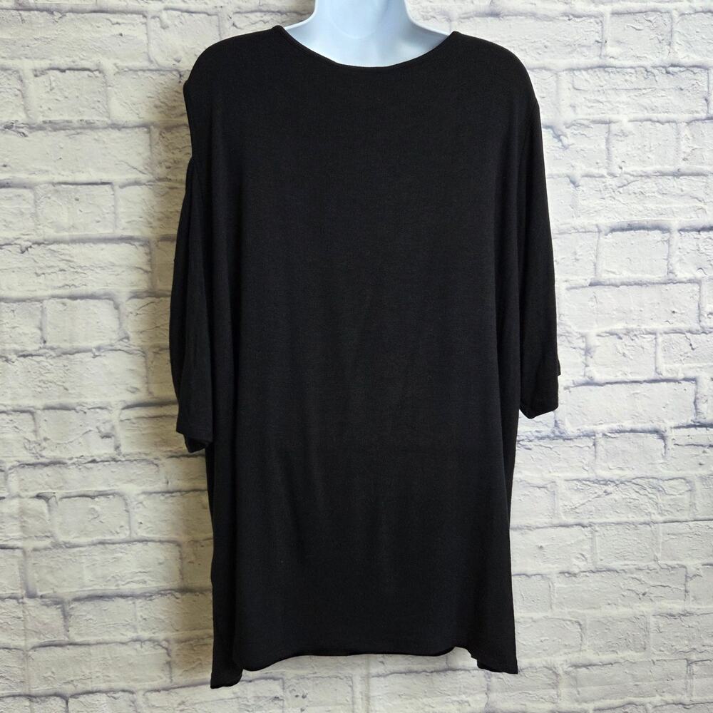 NWT 41 Hawthorn Top Womens Size 3X Black Cold Shoulder Asymmetrical Neckline - Picture 2 of 15